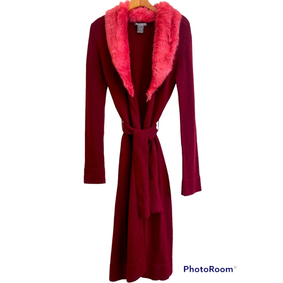 Fur collar maxi cardigan Y2K - Picture 4 of 10